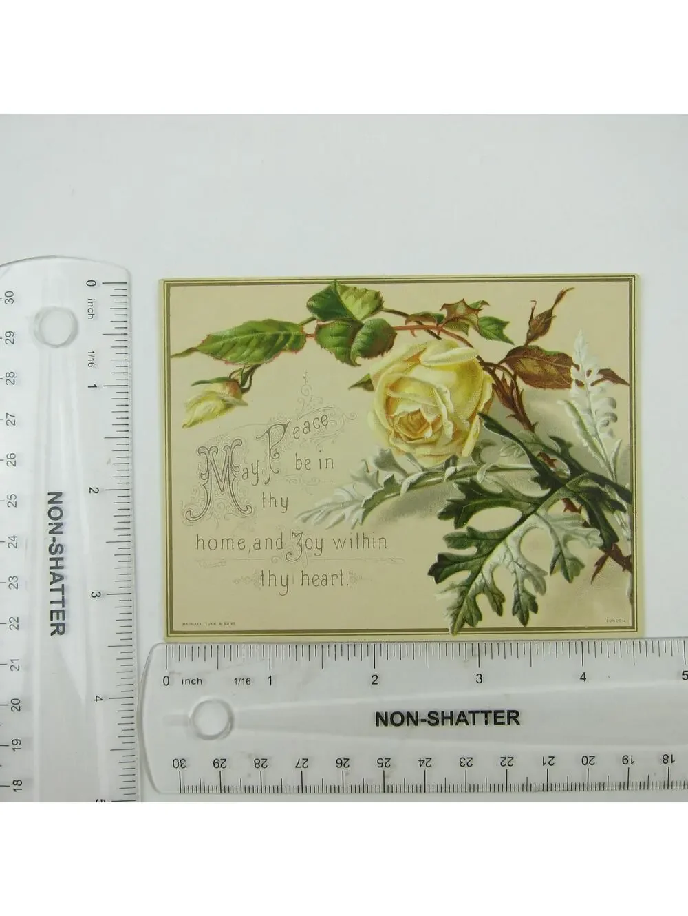 Victorian Greeting Card Raphael Tuck & Sons Yellow Rose Flower Peace Joy Antique
